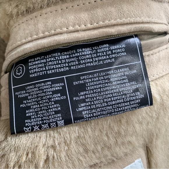 Canda Tan Suede B-3 Aviator Jacket Shearling Lining Size Large - Picture 9 of 14